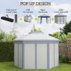 Outsunny 13' x 13' Pop Up Gazebo Hexagonal Canopy Shelter with 6 Zippered Mesh Netting for Patio Backyard Garden Wedding Party