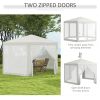 Outsunny 13' x 11' Sun Shelter, Hexagon with Mesh Screen Walls, Cream White for Outdoor Parties