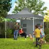 Outsunny 10' x 10' Heavy Duty Pop Up Canopy Tent with Sidewall, UPF50+ Instant Sun Shelter with Storage Pockets, Gray