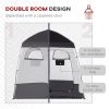 Outsunny Shower Tent w/ Two Rooms, Shower Bag, Floor and Carrying Bag, Portable Privacy Shelter, Instant Changing Room for 2 Person, Black