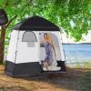Outsunny Shower Tent w/ Two Rooms, Shower Bag, Floor and Carrying Bag, Portable Privacy Shelter, Instant Changing Room for 2 Person, Black