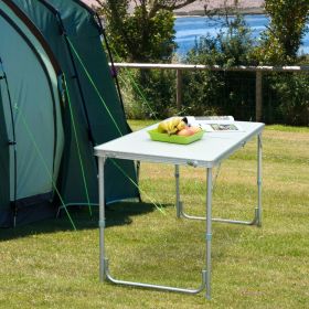 47" Lightweight Portable Folding Easy Clean Camping Table with Carrying Handle (Option: Silver-665x75x510 mm)