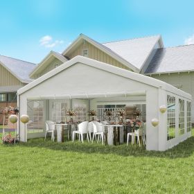 20 x Heavy Duty Party Tent Outdoor Gazebo Wedding Tent Event Shelter Carport BBQ with Removable Sidewalls & Windows (Option: White-2020x240x125 mm)