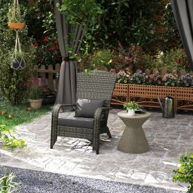 Patio Adirondack Chair with Soft Cushions (Option: Gray-760x580x220 mm)