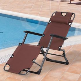 Folding Chaise Lounge Chair for Outside (Option: Brown-970x150x670 mm)