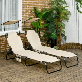 Folding Chaise Lounge Pool Lounge Chairs Set of 2 (Option: Tan-800x250x580 mm)