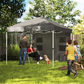 10' x 10' Pop Up Canopy Tent w/ Sidewall (Option: Dark Gray-1190x225x225 mm)