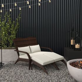 Adirondack Chair for 2 with Cushions & Footrests (Option: Cream White-860x260x570 mm)