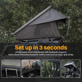 Roof Top Tent Hardshell Rooftop Tent For Van Jeep SUV Truck Car Overland Tent Camping for 2-3 Person( With Ladder) (Color: Black)