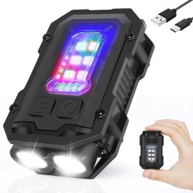 Mini Pocket Keychain Flashlight EDC Flashlight LED COB Portable Clip on Flashlight Waterproof Mini Powerful Flashlight with Magnet 8 Modes for Repairi (Color: Black, size: One size)