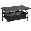 Folding Camping Table, Roll-up Ultra Compact Outdoor Portable Fold Up Lightweight beach Table, with Large Storage and Carry Bag, for Outdoor Cooking