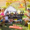 Portable Folding Camping Table With Adjustable Height Rustproof Carbon Steel Foldable Roll-Up Camping Table for Picnic Camping Hiking Beach BBQ