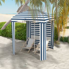 5.8' x 5.8' Cabana Umbrella for Travel (Option: Blue White Strip-1550x120x110 mm)